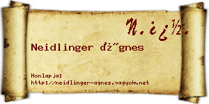 Neidlinger Ágnes névjegykártya